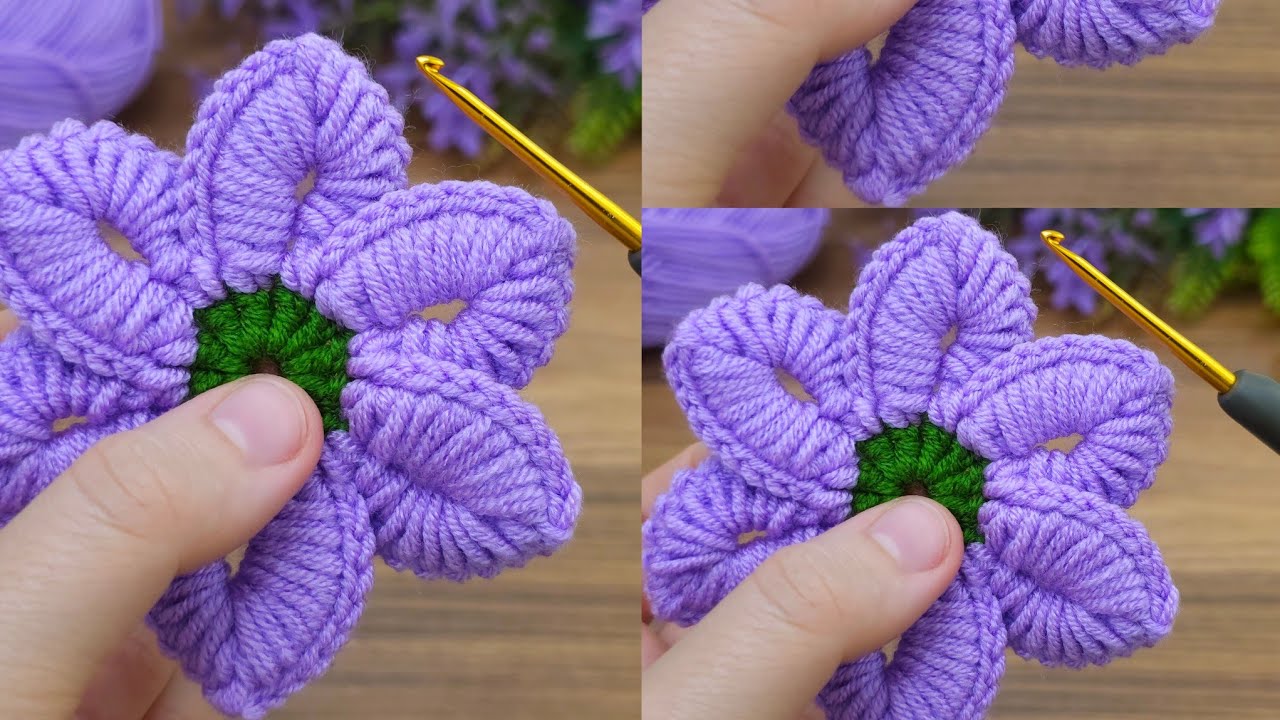 How to make a very easy , very stylish crochet filled flower making  #crochet #knitting