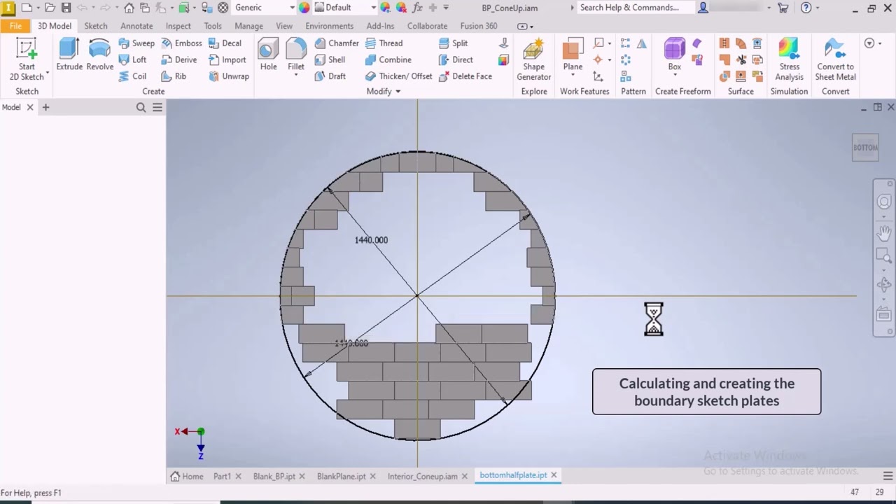 Design automation of Storage Tank Bottom Plate in Autodesk Inventor using C#.NET