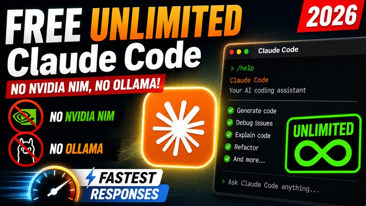 FREE UNLIMITED Claude Code (No NVIDIA NIM, No Ollama!) - Fastest Responses [2026]