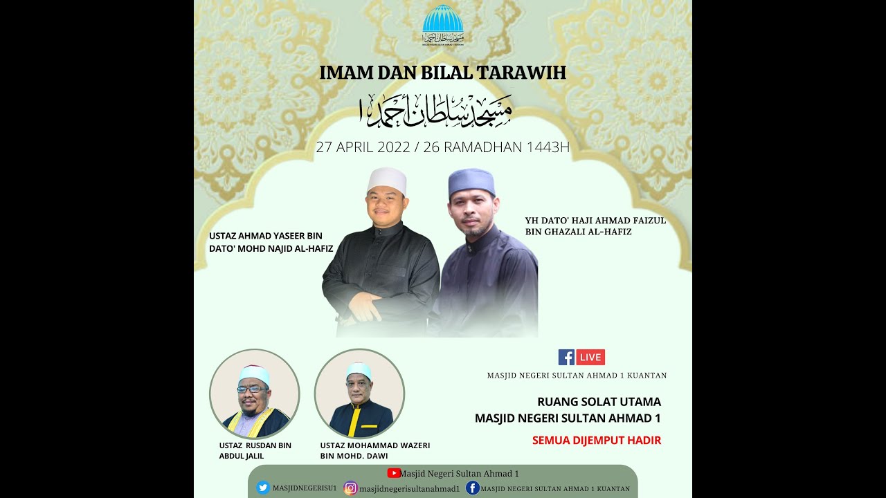 🔴 Alunan Merdu Imam Tarawih Kasi Pecah Speaker Masjid Negeri Pahang