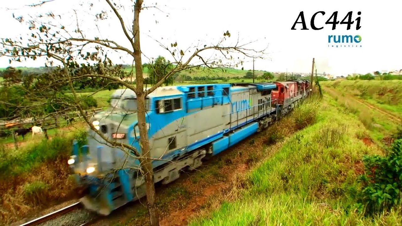 Trem da RUMO acelerando ,GE AC44i #9827 Rumo