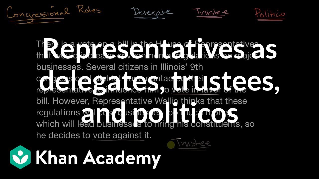 Representatives as delegates, trustees, and politicos | US government and civics | Khan Academy