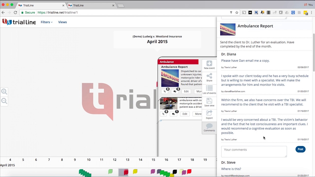 TrialLine Tutorial - Notes and Comments - Legal Case Timeline