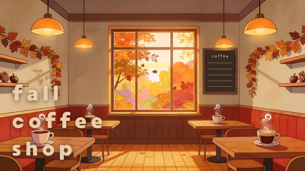 Fall Coffee Shop Ambience ☕ (8 Hours) | Calm Focus & Study Sounds