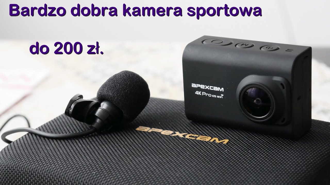 Bardzo dobra i tania kamera sportowa APEXCAM M80 pro - 4k 30 fps , etui, mikrofon, 2 baterie za 50$.