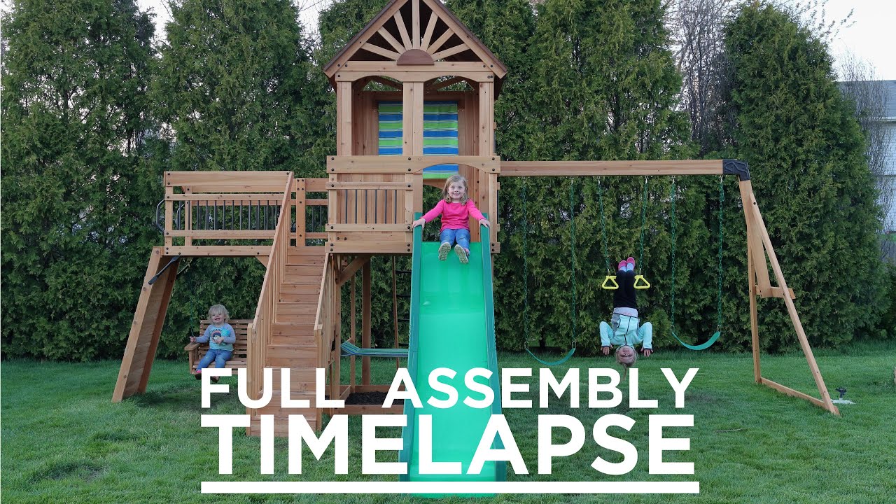 FULL ASSEMBLY TIME-LAPSE | Backyard Discovery - Caribbean Wooden Swing Set