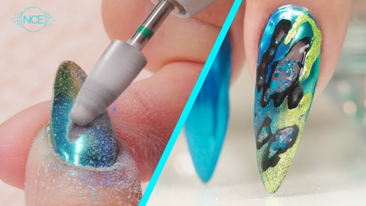 3D Nail Art using E-File and Neon Chrome Powders