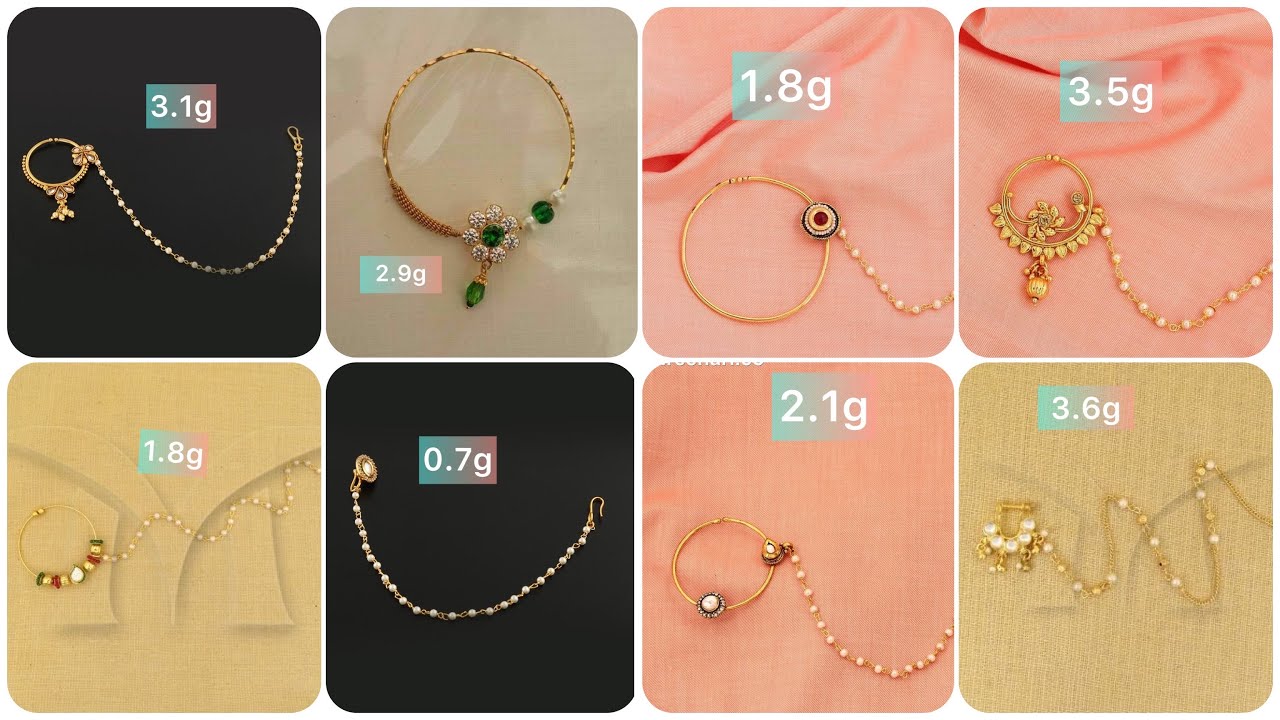 Gold nath design ideas || latest light weight gold bridal nose ring with weight and price||@INDHUS