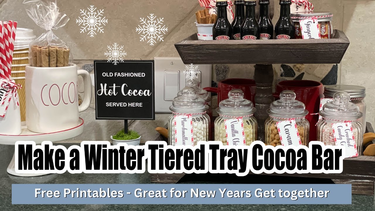 Winter Tiered Tray Cocoa Bar/New Years Cocoa Bar/Small Space Cocoa Bar