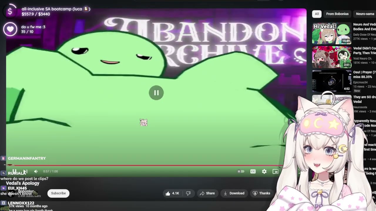 Auntie cweamcat watches BASED version of vedal's apology