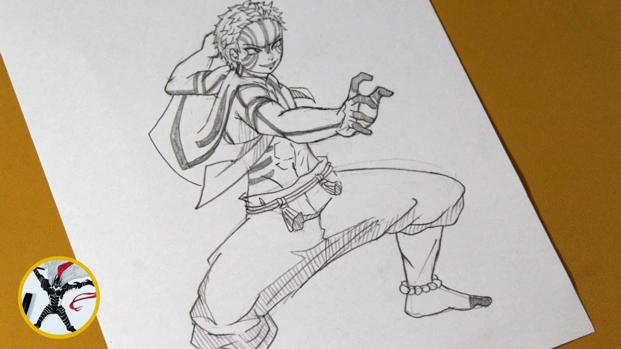 How to Draw Akaza Step by Step – Akaza Full Body Drawing Tutorial | Easy Anime Guide