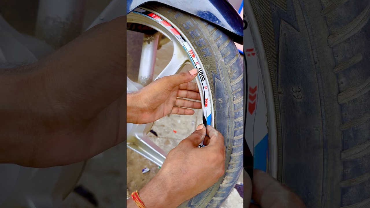 Hero Splendor Full Rim Sticker Mod | Bike Modification 2025 👀 #shorts
