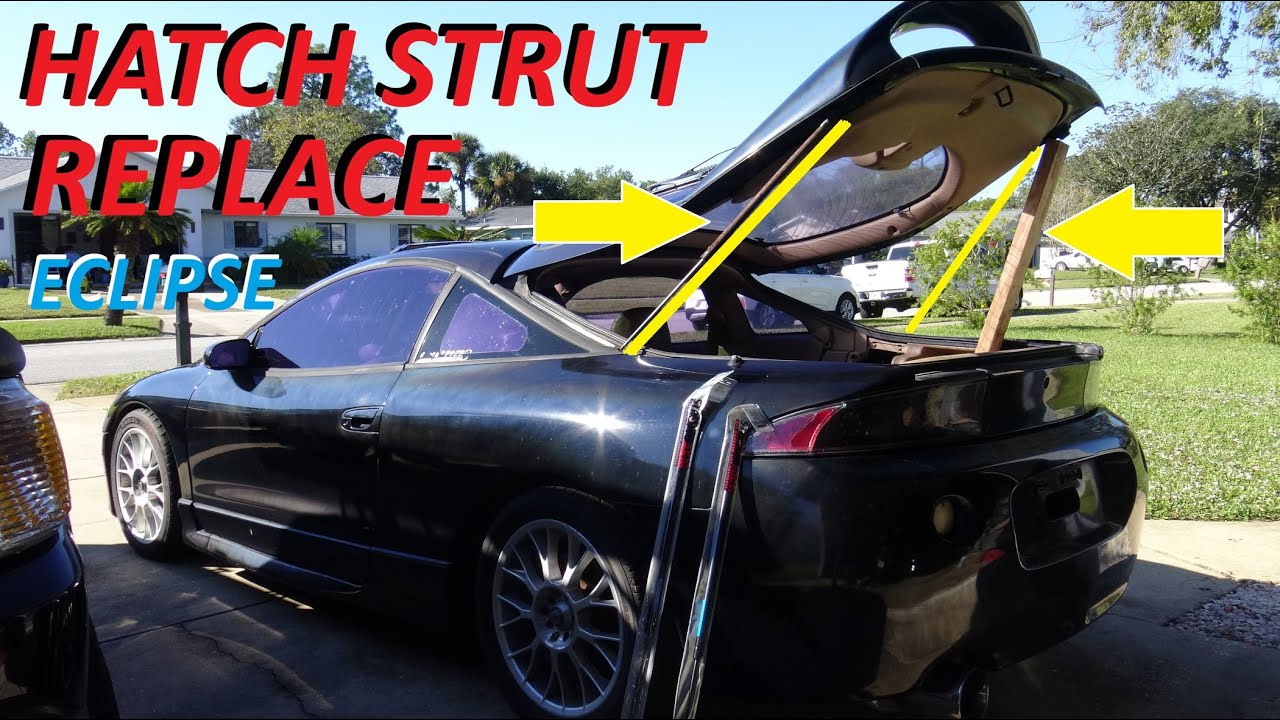 MITSUBISHI ECLIPSE ЗАДНЯЯ ЛЮК / СТОЙКА - ЗАМЕНА АМОРТИЗАТОРА (УДАЛЕНИЕ РЖАВШИХ БОЛТОВ)