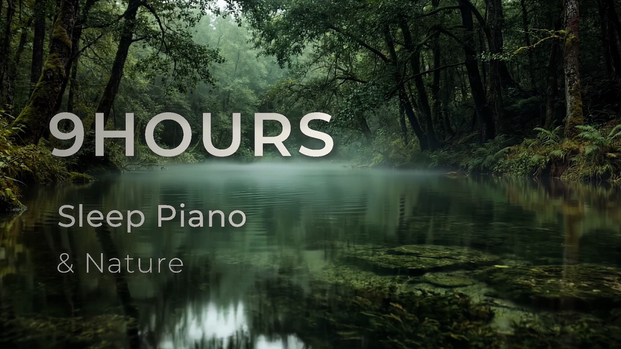 9 Hours Sleep Piano & Nature | Deep Forest River Ambience for Sleep, Relax, Study