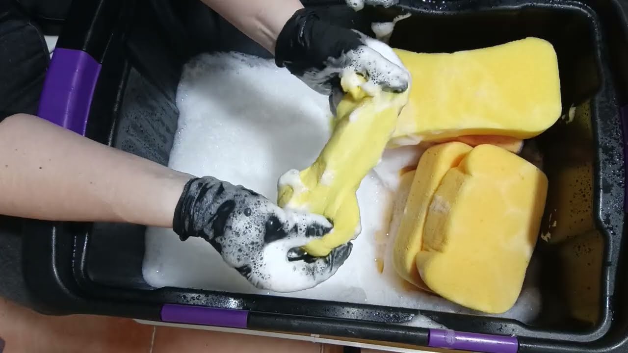 Relaxing Foam ASMR 🧽 Part 2 | I Added My New Sponge to All My Yellow Sponges (Pure Detergent)