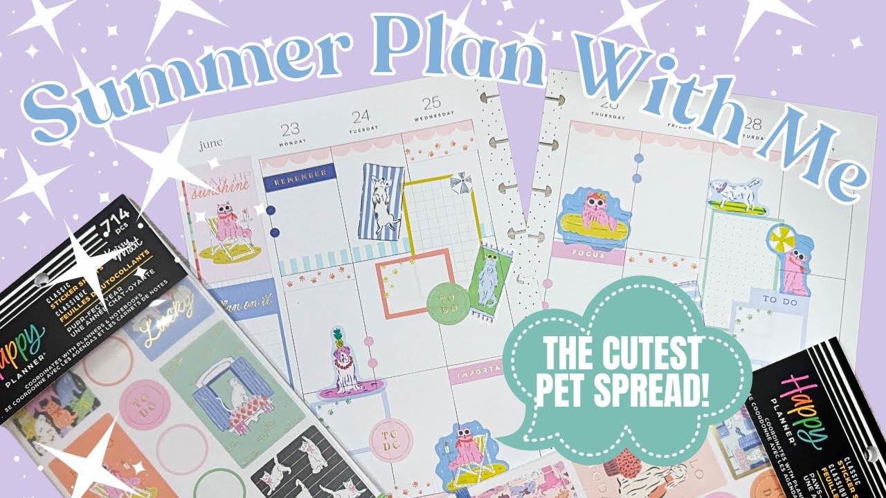 Summer Dog & Cat Plan With Me | Classic Happy Planner Spread