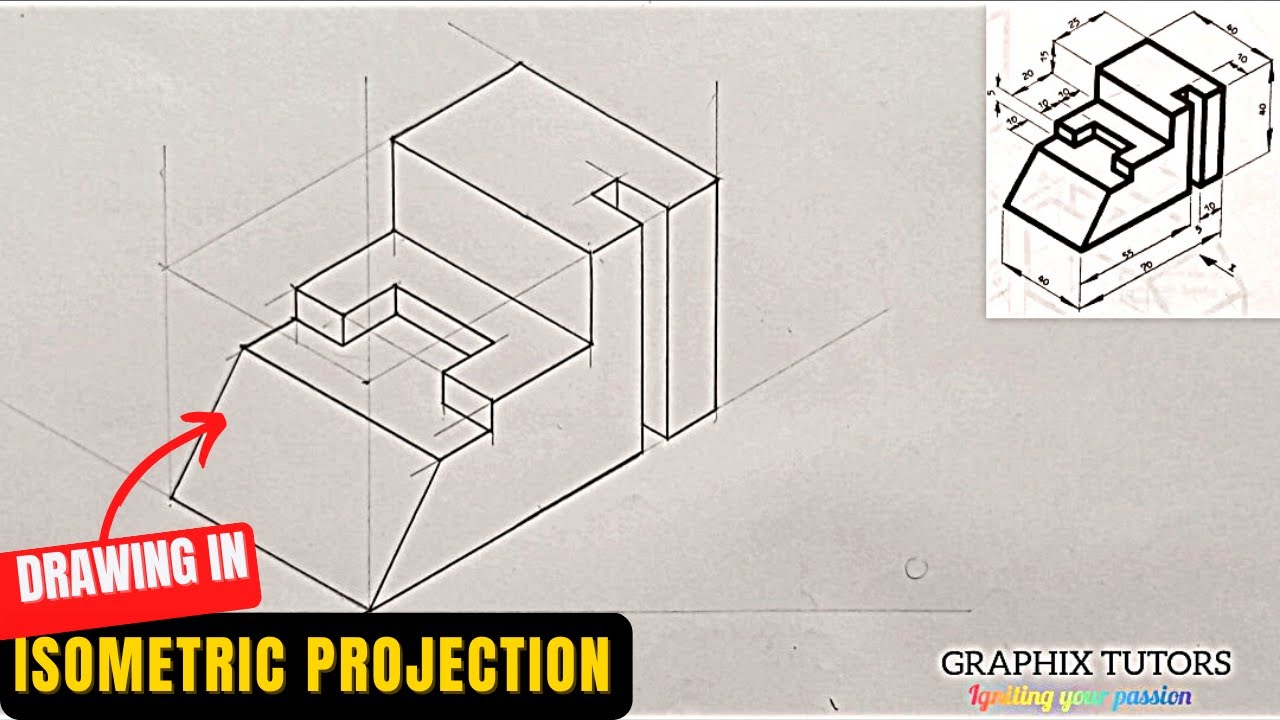 ISOMETRIC PROJECTION IN JN GREEN _ technical engineering drawing