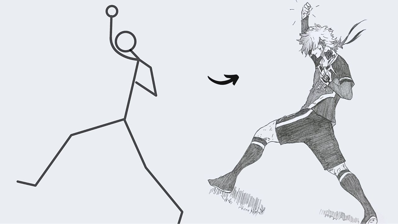 How to draw Michael Kaiser full Body out of Stick Man | Easy Step by Step