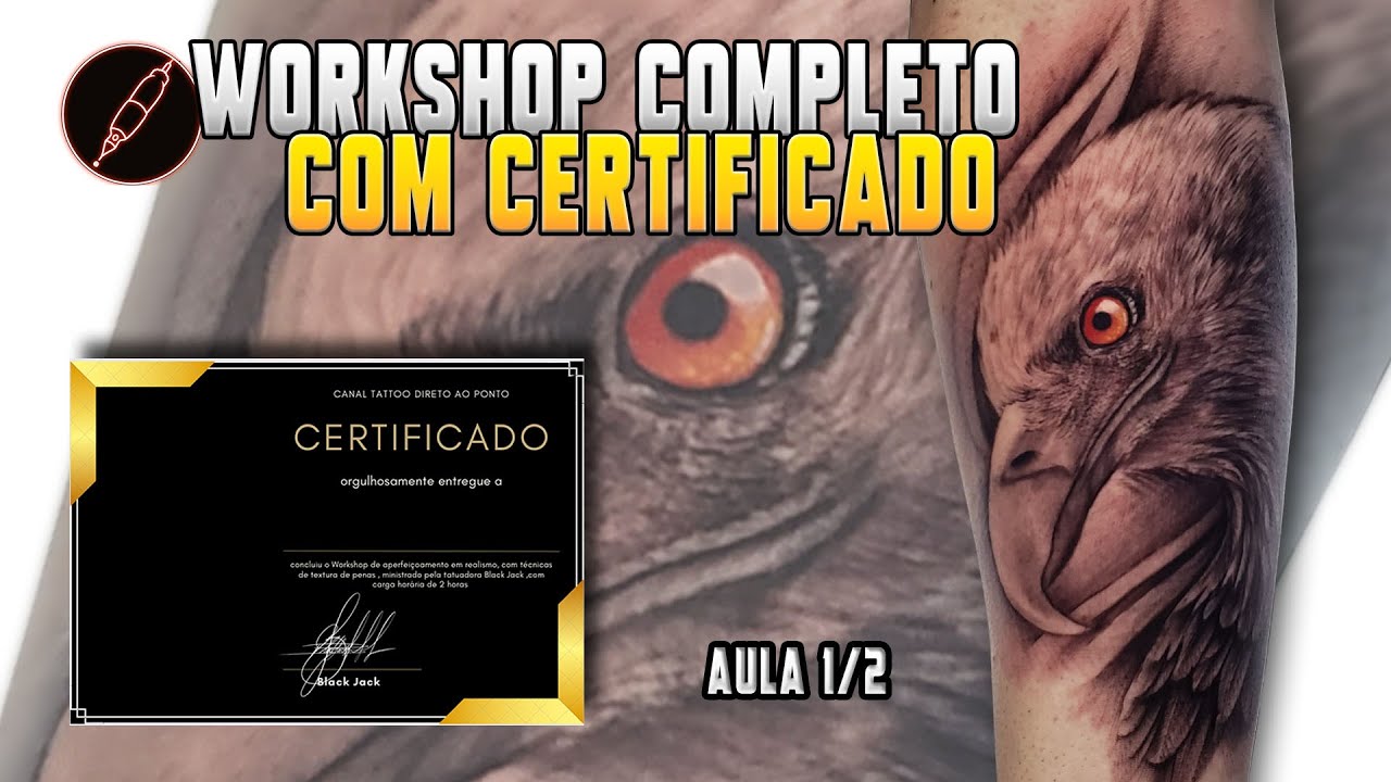 Como fazer tatuagem de Aguia, passo a passo completo com certificado 1/2