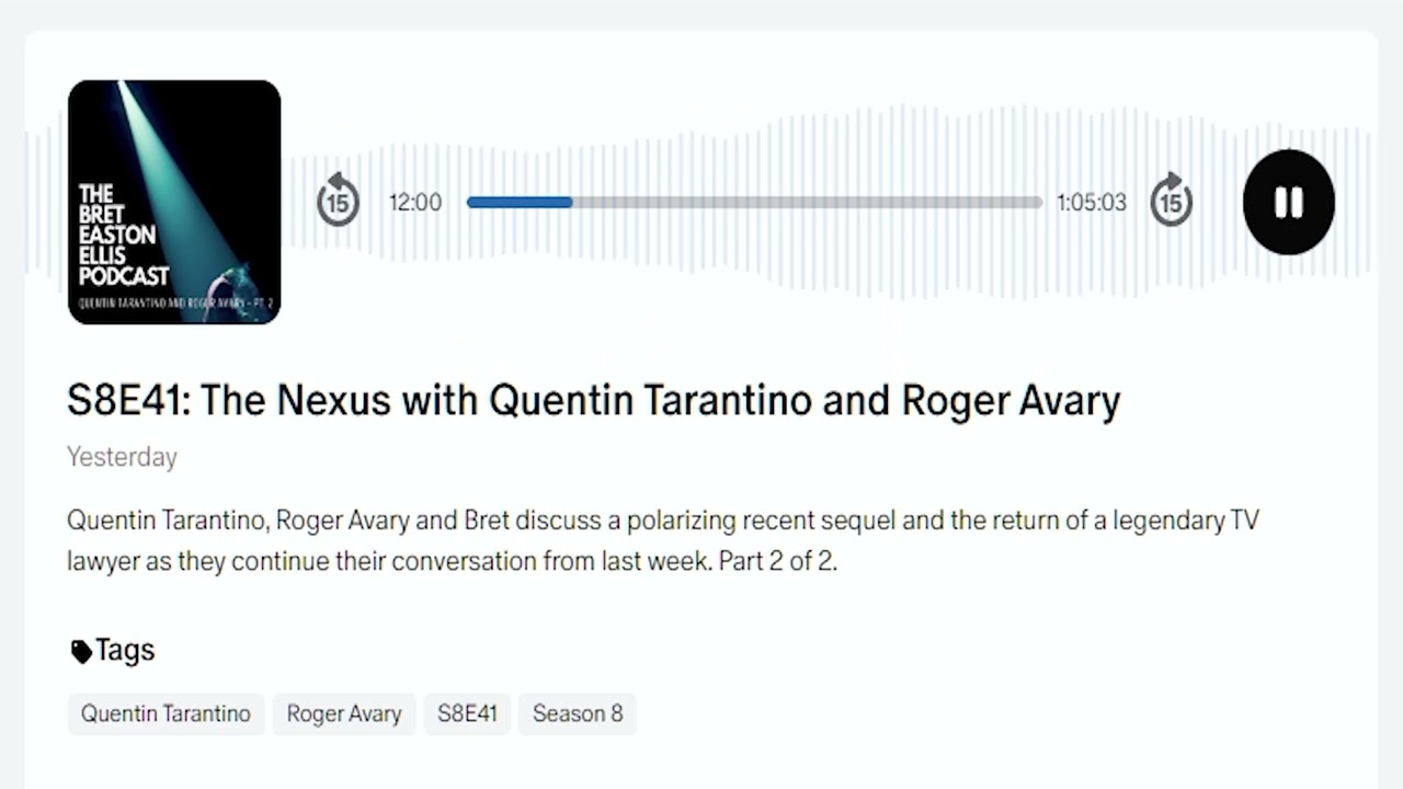 Quentin Tarantino LOVED Joker 2 - Bret Easton Ellis Podcast 10/29/24 Interview w/ Roger Avary