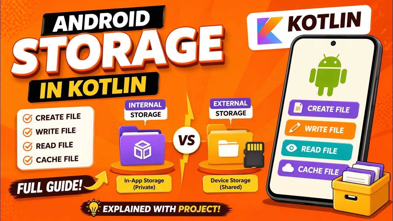 ANDROID - STORAGE ~ INTERNAL & EXTERNAL ~ CREATE, WRITE, READ, CAHCE FILE || TUTORIAL IN KOTLIN