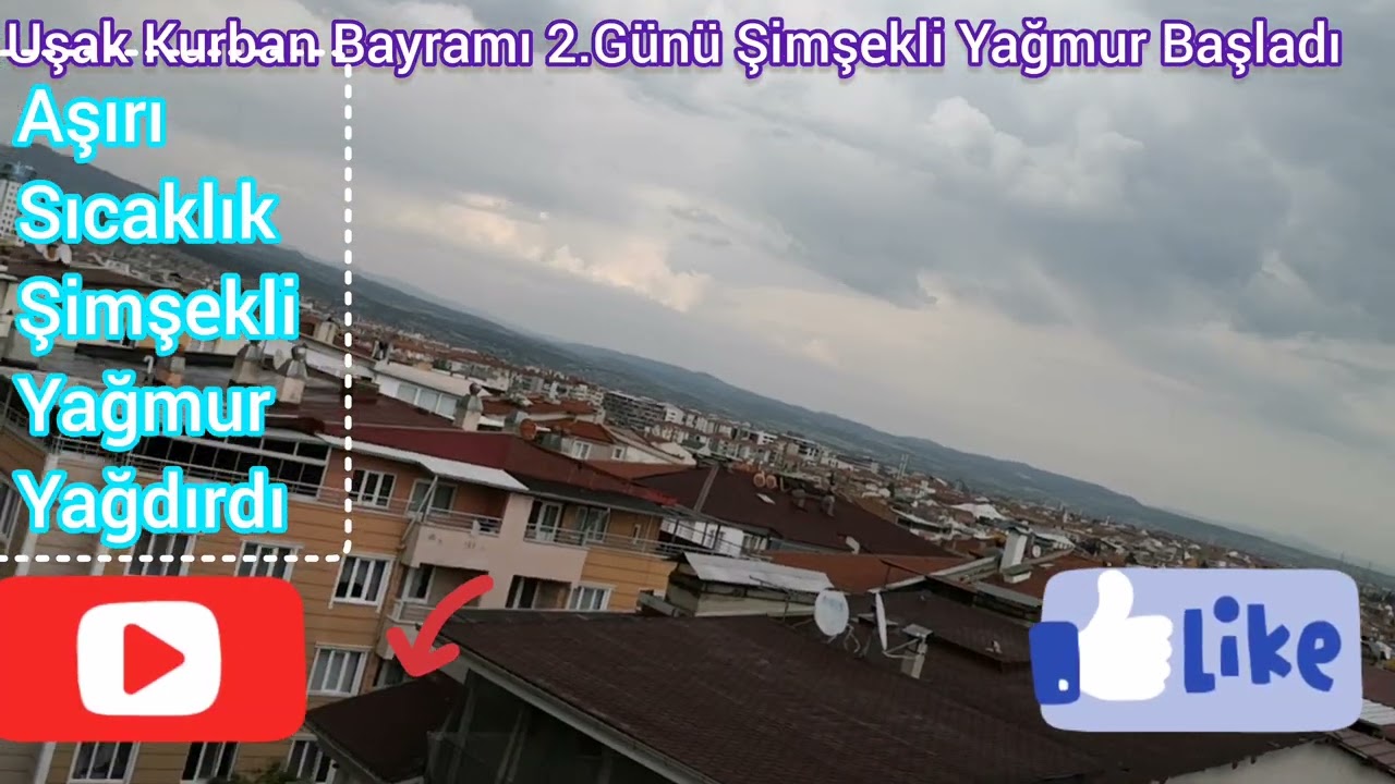 Uşak Kurban Bayramı 2 gününden #Şimşekli #Yağmur Başladı