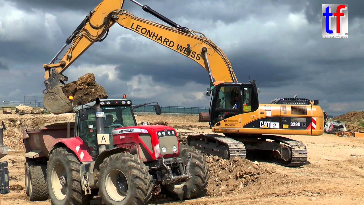 CAT 329D LN, Massey Ferguson 8480 / NBS Wendlingen - Ulm, PFA 2.3, Merklingen, 08.09.2015.