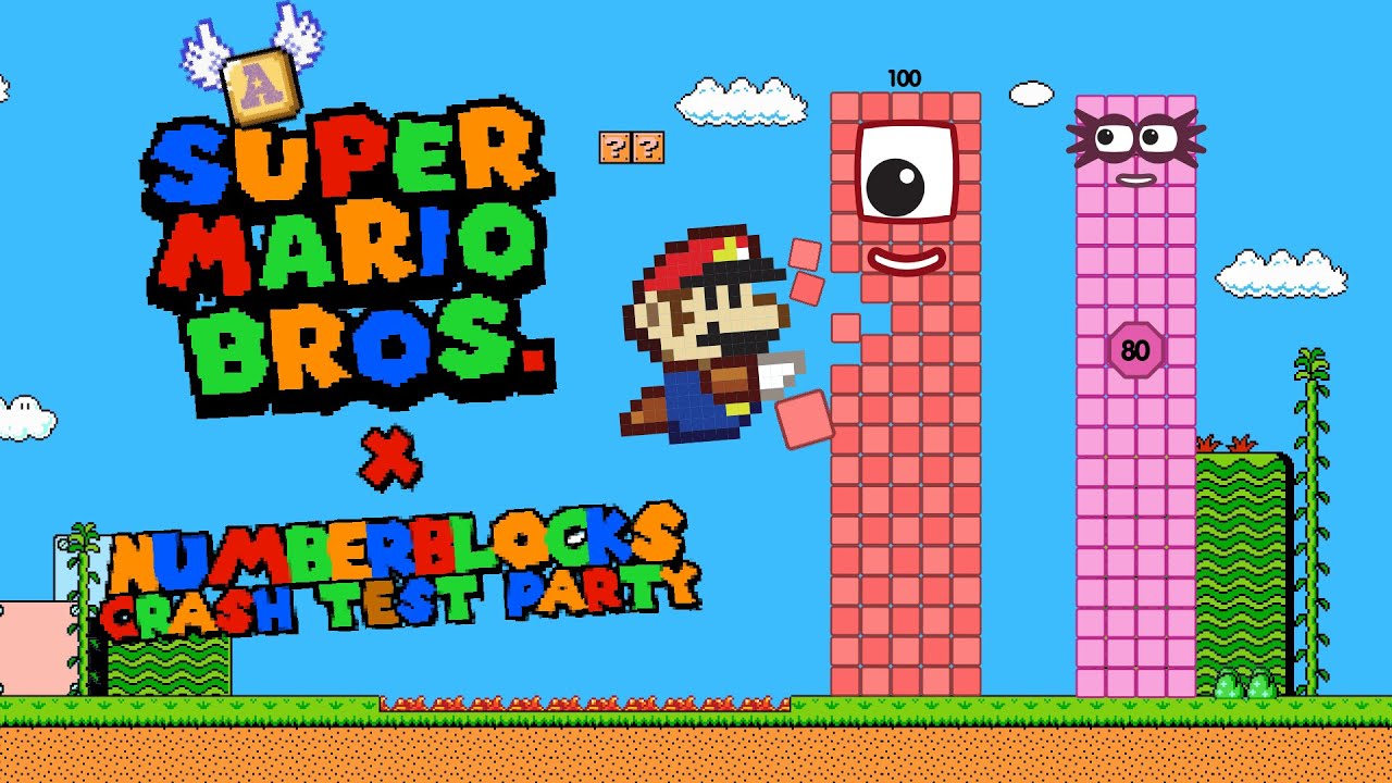 Dancing Mario vs Giant Numberblocks in Super Mario Bros World