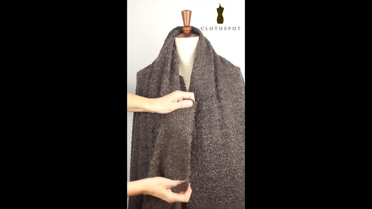 &lsquo;Filbert&rsquo; cosy textured tawny brown knitted boucl&eacute; fabric