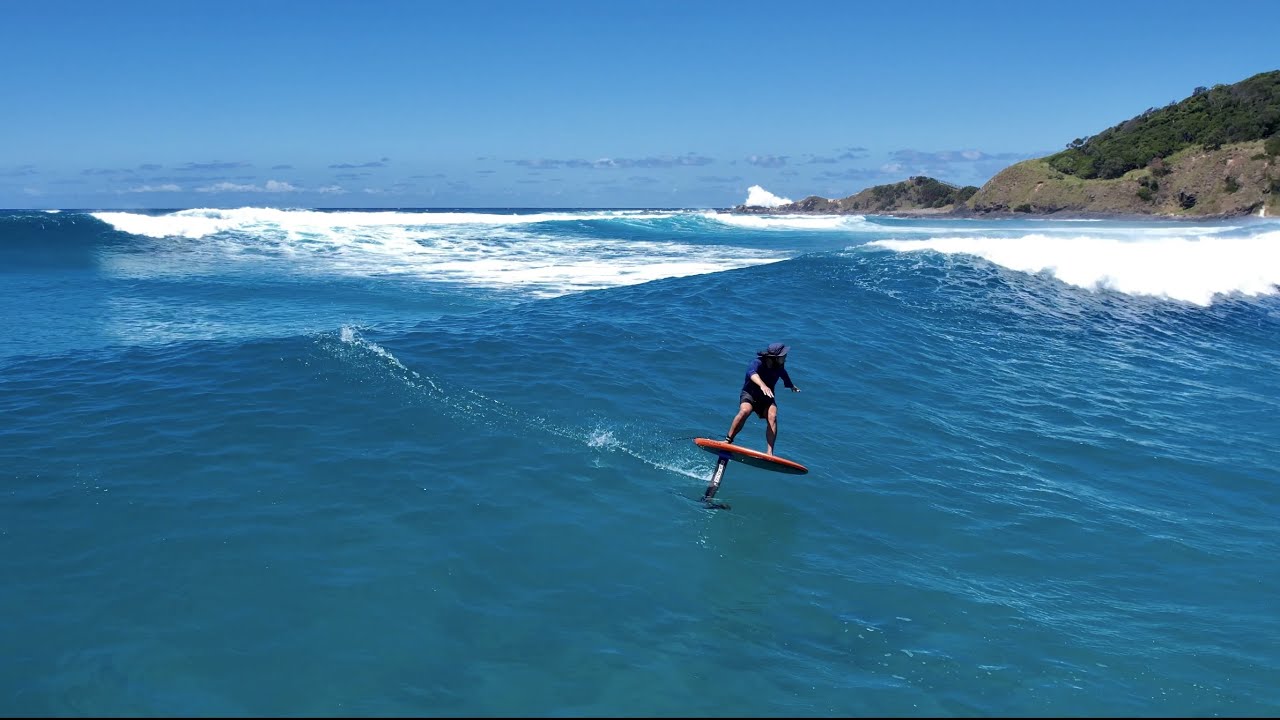 Foiling cyclone swell Byron Bay