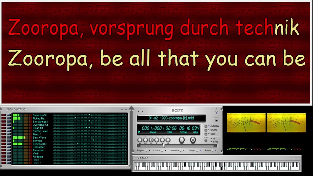 U2 - Zooropa [1993] - Rppmf/Video Kar (VanBasco Player + COOLSOFT VirtualMIDISynth)