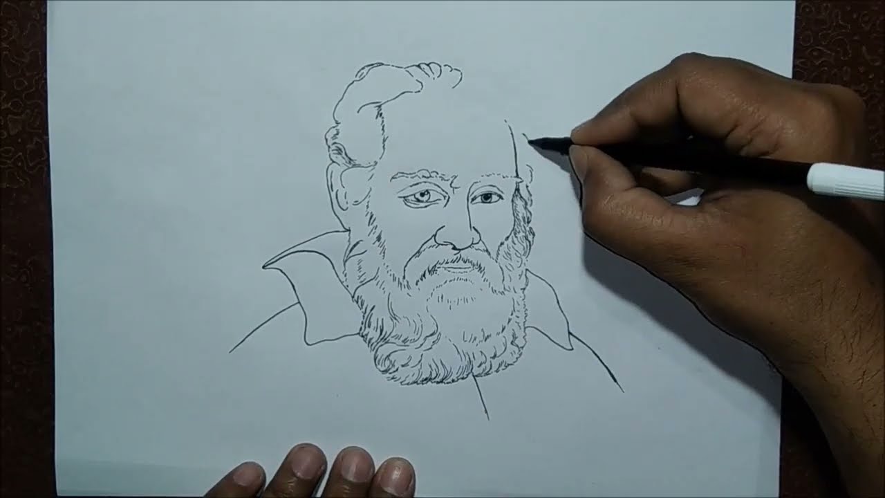 How to draw Galileo Galilei || Portrait drawing