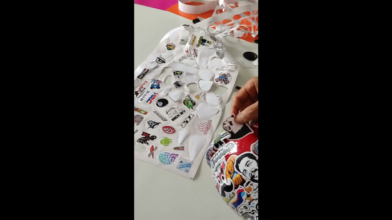 Helmet Sticker Bomb with Racing-theme Decals from WallDesign. #Stickerbomb any surface in your style