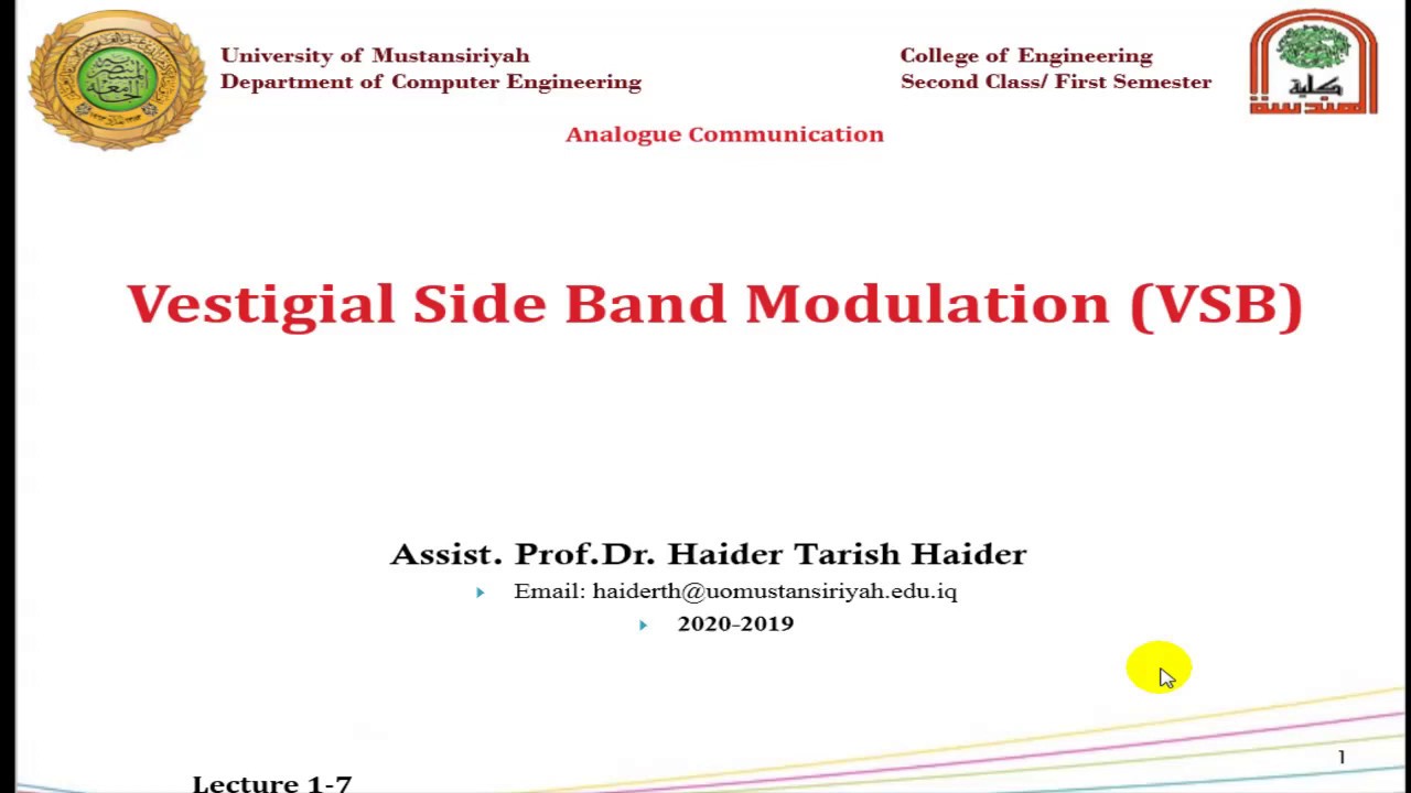 Lecture 7: Vestigial Side Band Modulation (VSB)