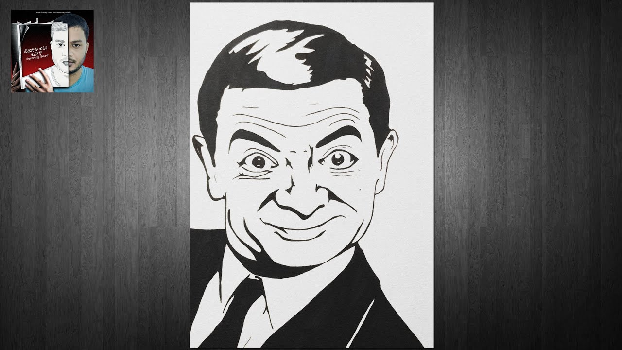 Mr Bean Drawing ★ Marker Pen Drawing ★ Black and white Drawing ★ Mr Bean ★ Drawing Video ⚫ Art Azad