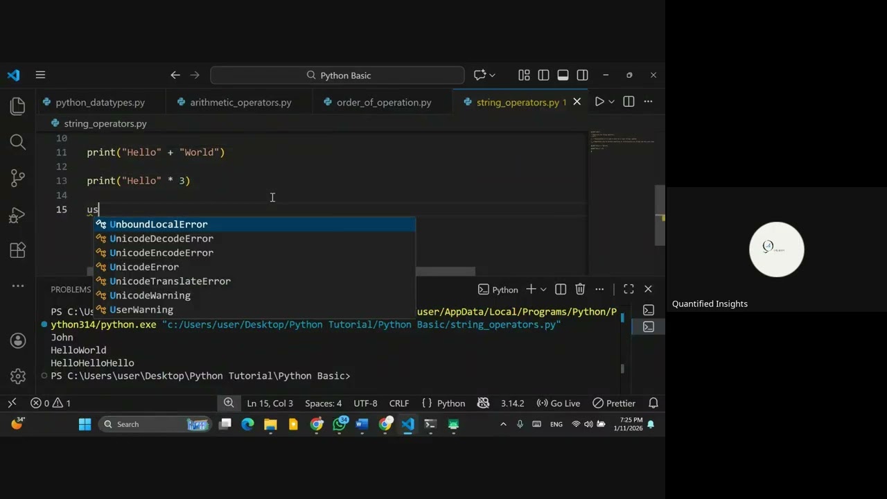 Python for Beginners – Strings, Errors & Lists Explained | Python Class (Class 2)