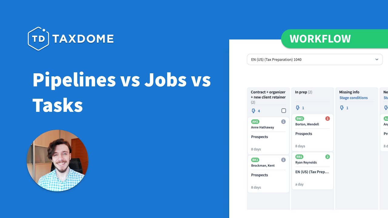 Автоматизация рабочих процессов для начинающих в TaxDome: конвейеры vs. задания vs. задачи