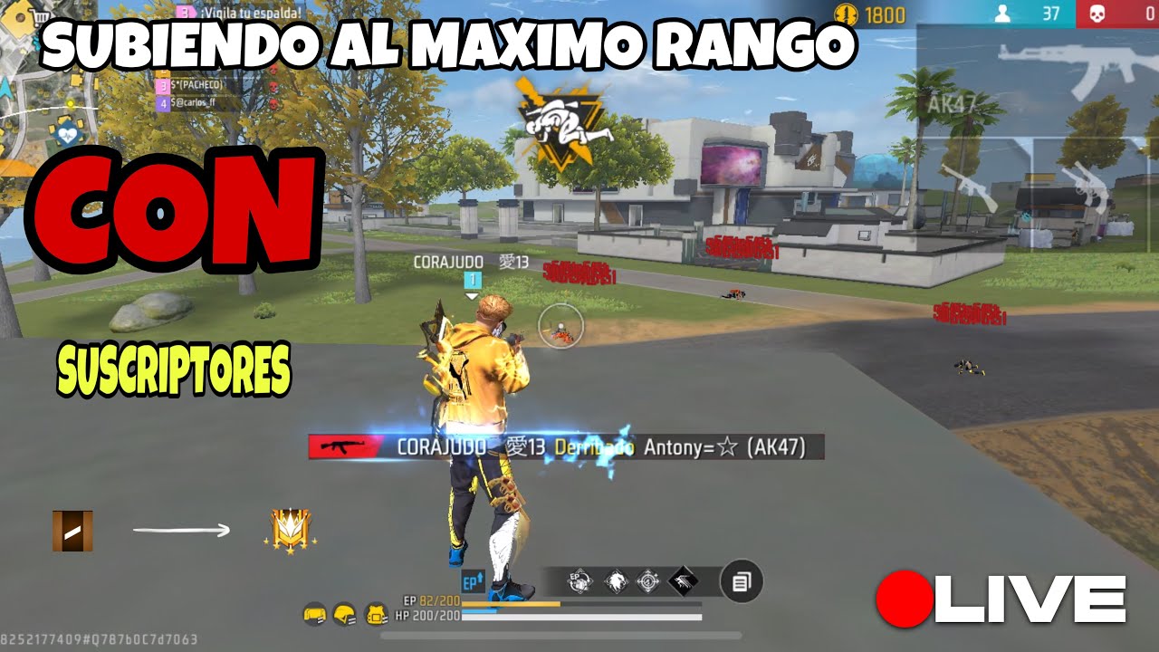 🍐¡SUBIENDO AL RANGO GRAN MAESTRO CON SUSCRIPTORES!!🍐 ✅👍(REGION EE.UU)#freefire #corajudoyt