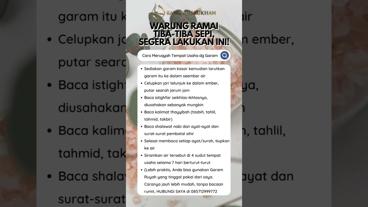 Warung Ramai Mendadak Sepi, Segera Lakukan Ini! #ruwatan mandiri