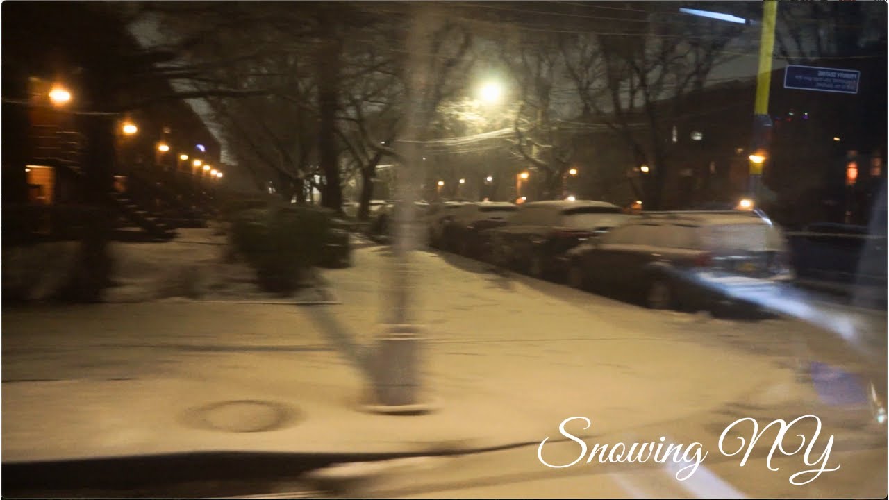 Snowing Views from Bus with Snow Chains Red Hook Brooklyn NY 2026