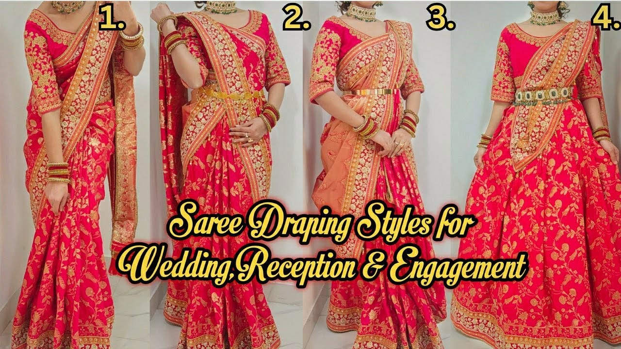 Drape Your Saree in 4 Different Beautiful Style|Weeding Season Saree Wearing Styles| @GLAMBEAUTYY'S