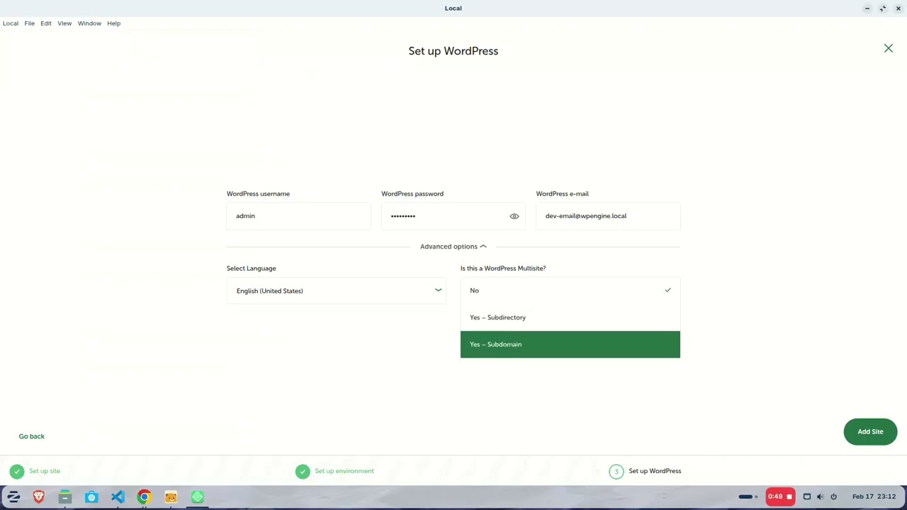 Membuat wordpress di localwp