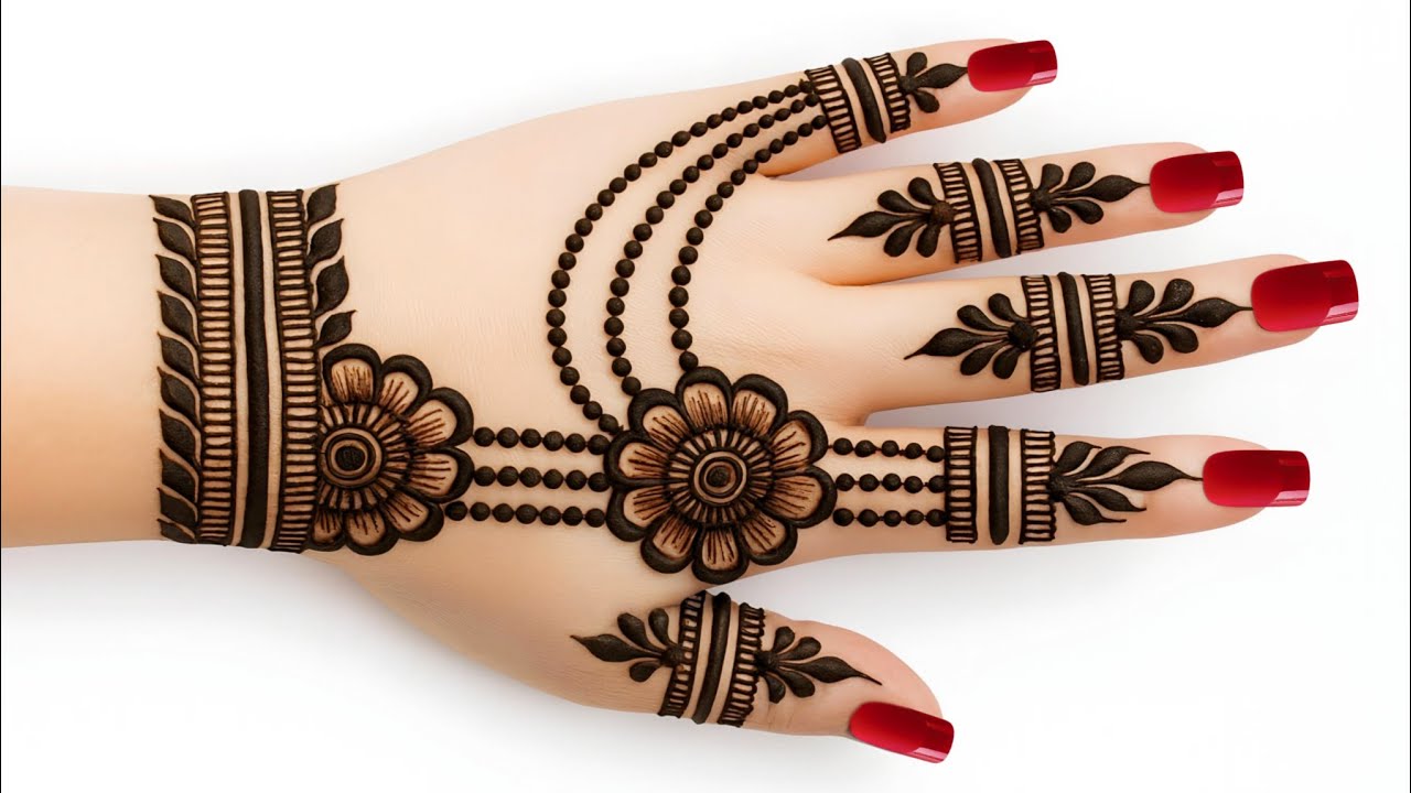 Saraswati puja special mehndi design | easy mehndi design full hand|mehndi design