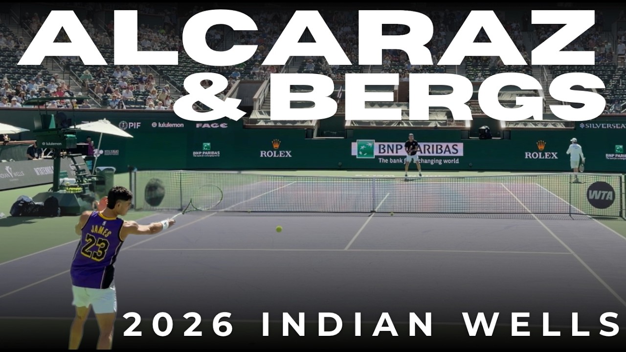 Carlos Alcaraz & Zizou Bergs Practice Indian Wells 2026 (Court level)