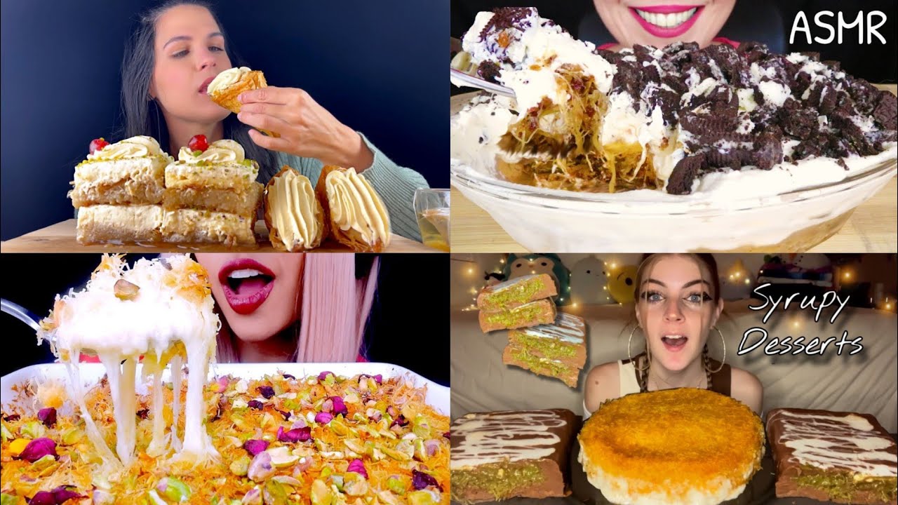 CREAMY SYRUPY EKMEK KADAYIFI CAKE, KUNAFA DESSERT MUKBANG