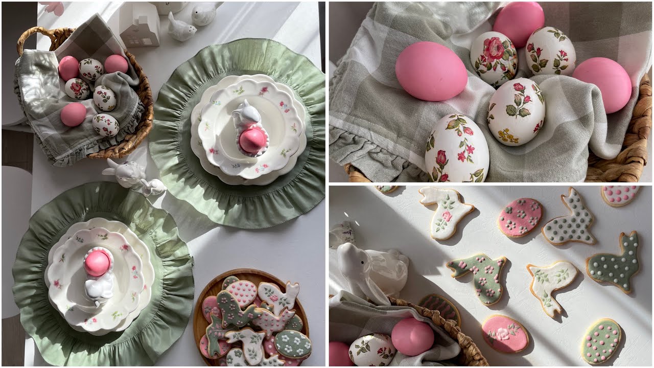 🌿Пасхальная сервировка🍽️, пасхальные идеи🪺, печенье к пасхе🐇, быстрые куличи 🧁
