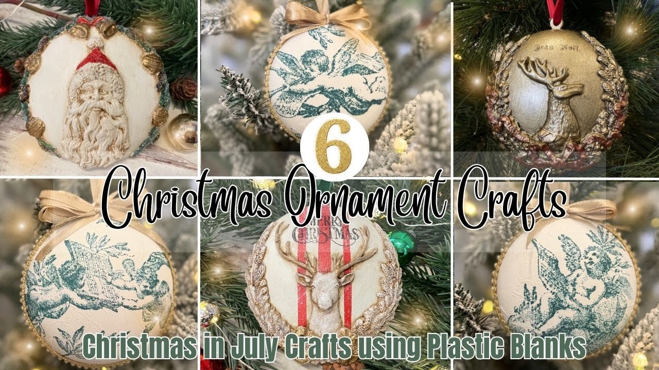 6 Christmas Ornament Crafts using IOD Moulds & Stamps | DIY French Country Christmas Decor