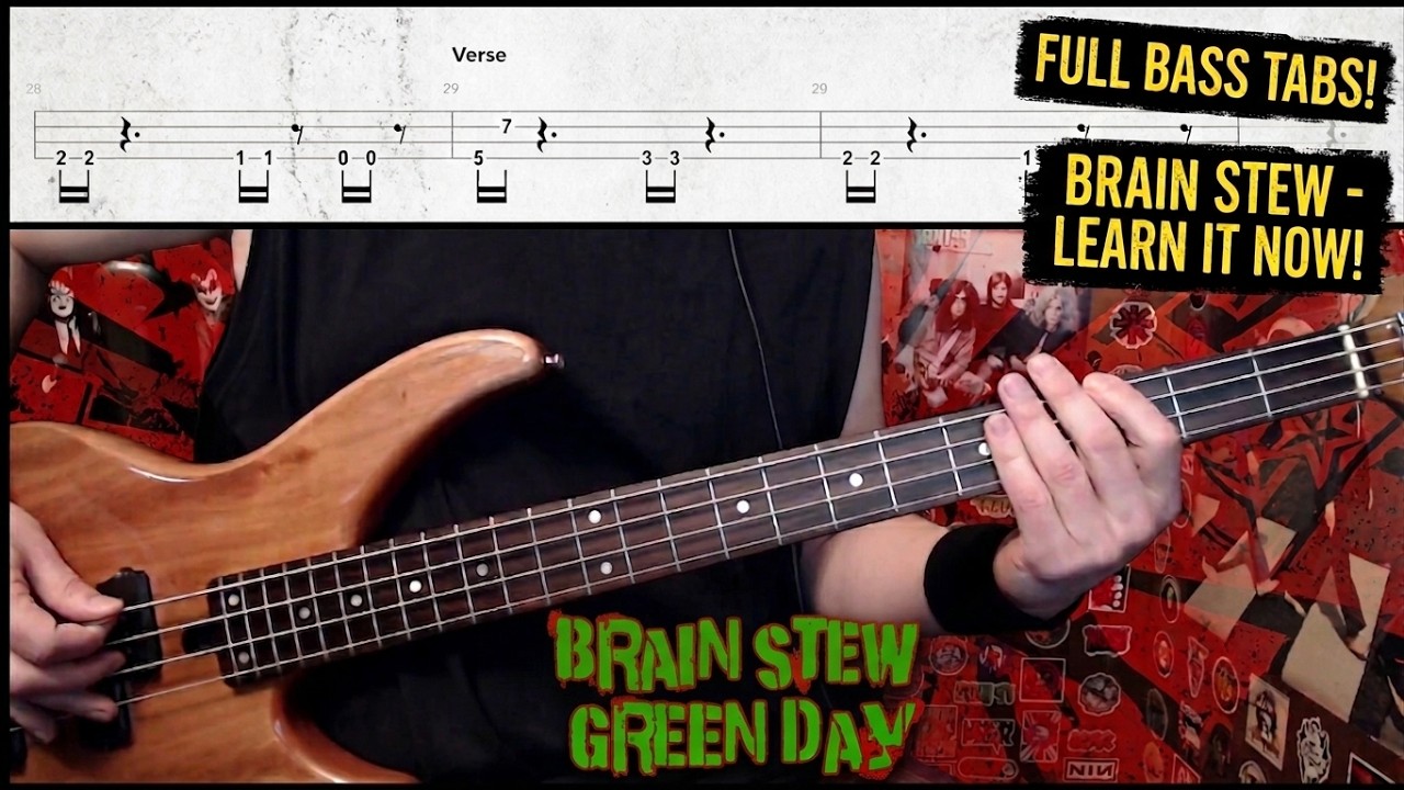 Brain Stew by Green Day - Bass Cover with Tabs Play-Along