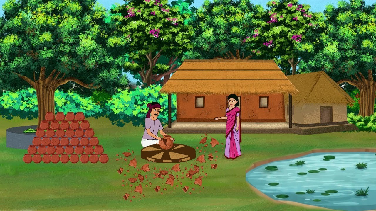 गरीब कुम्हार की किस्मत और फुटा घड़ा | cartoon | cartoon video | gareeb ki kahani | moral kahani |