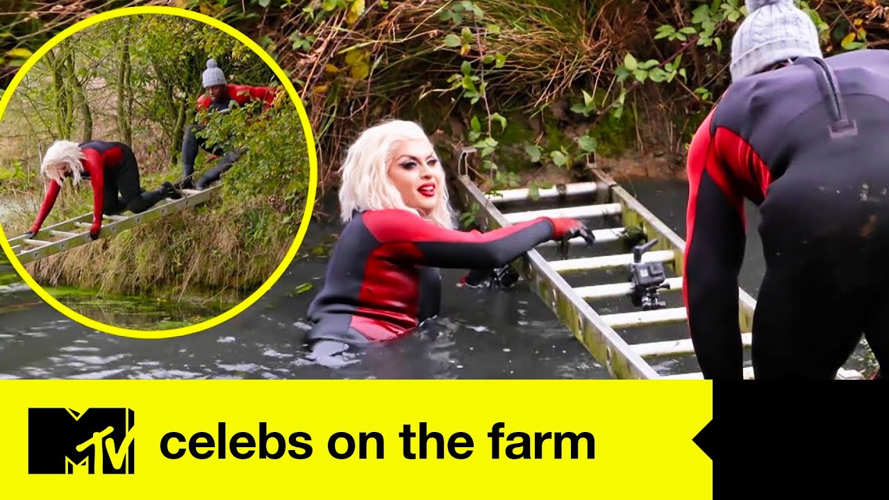 Cheryl Hole Gets Wet As She Channels Mission Impossible For Dirty Pond Task | Celebs On The Farm
